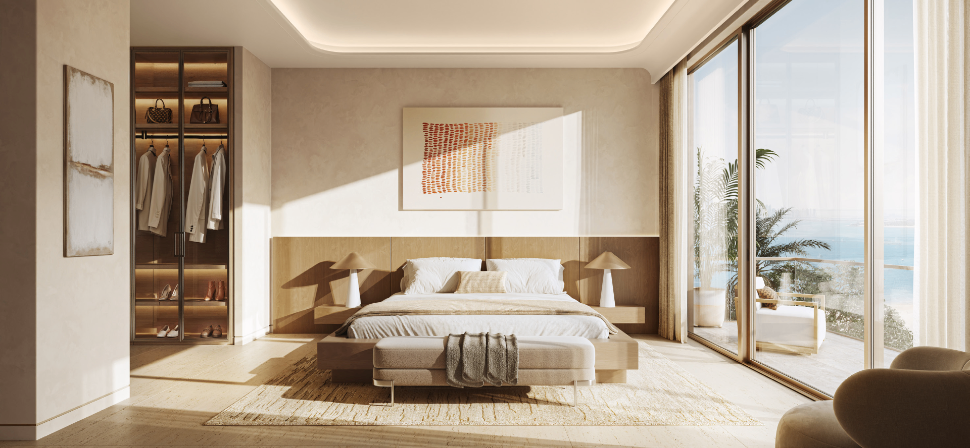 Schlafzimmer mit Ankleide und Terrassenzugang